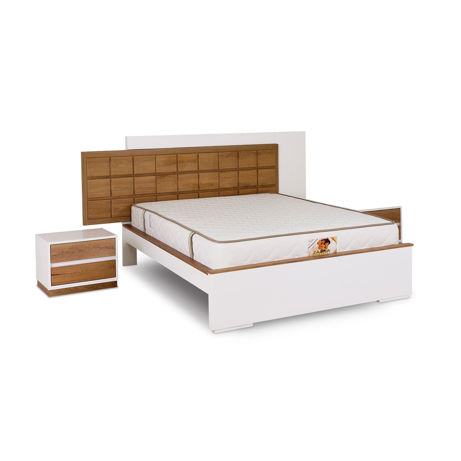 Cama Doble 1.60 Valentino Blanco/Natural