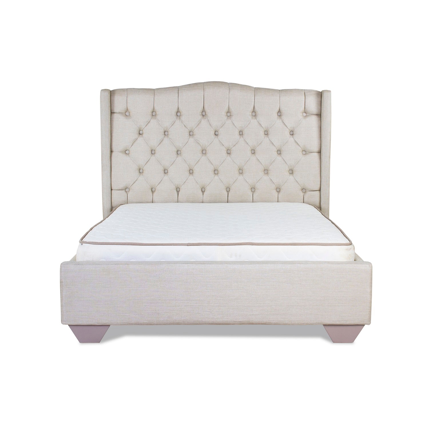 Cama Doble Basic 1.40 Arles Lino Perla